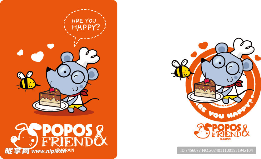 卡通老鼠甜品图标logo