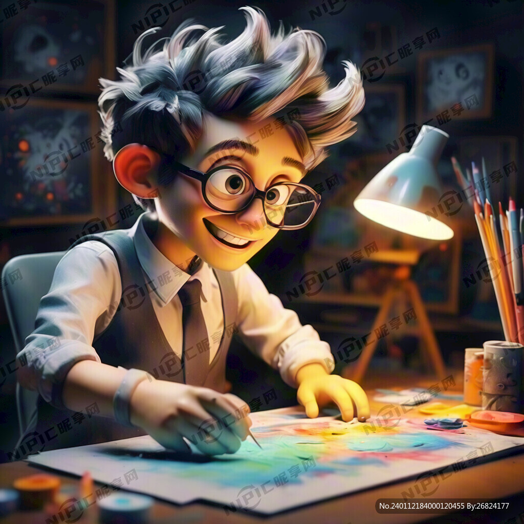 设计师在绘画的卡通头像