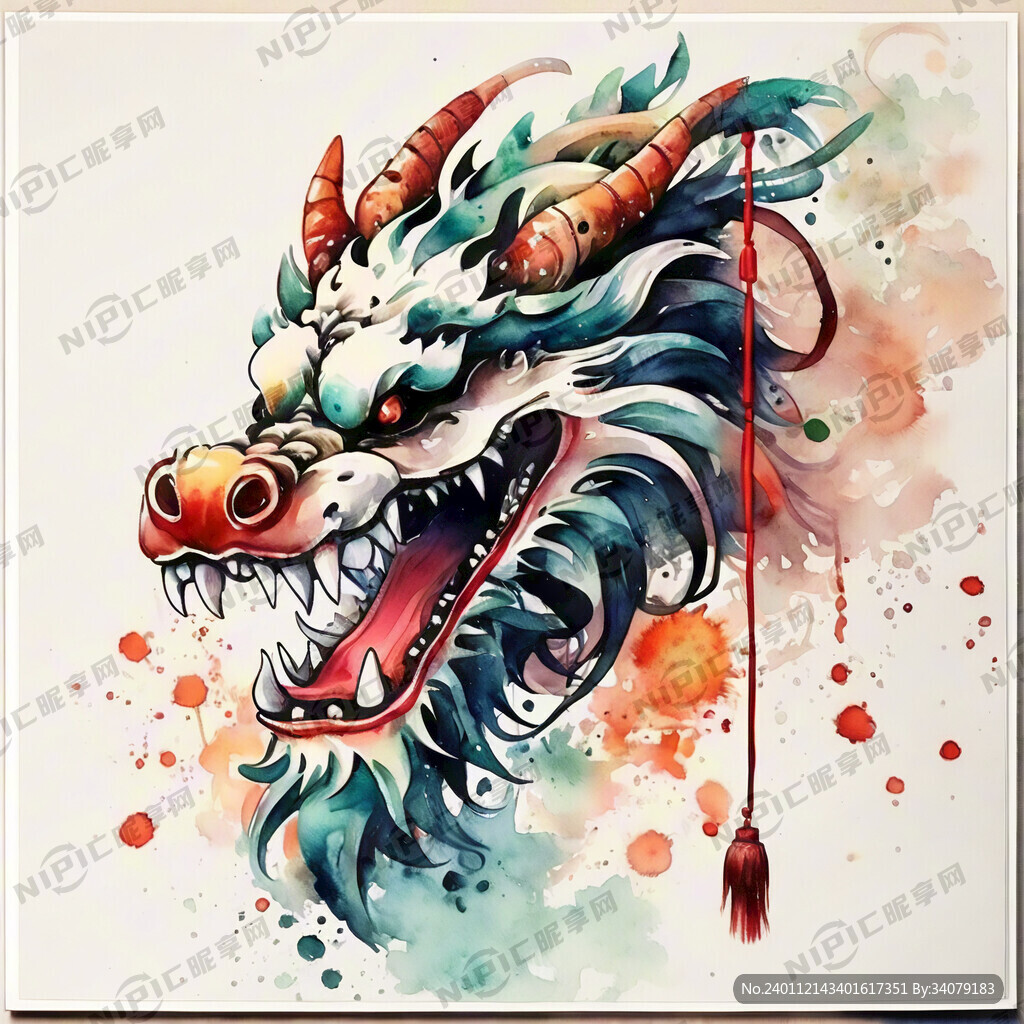 龙年美陈 水彩龙 灯笼 中国风