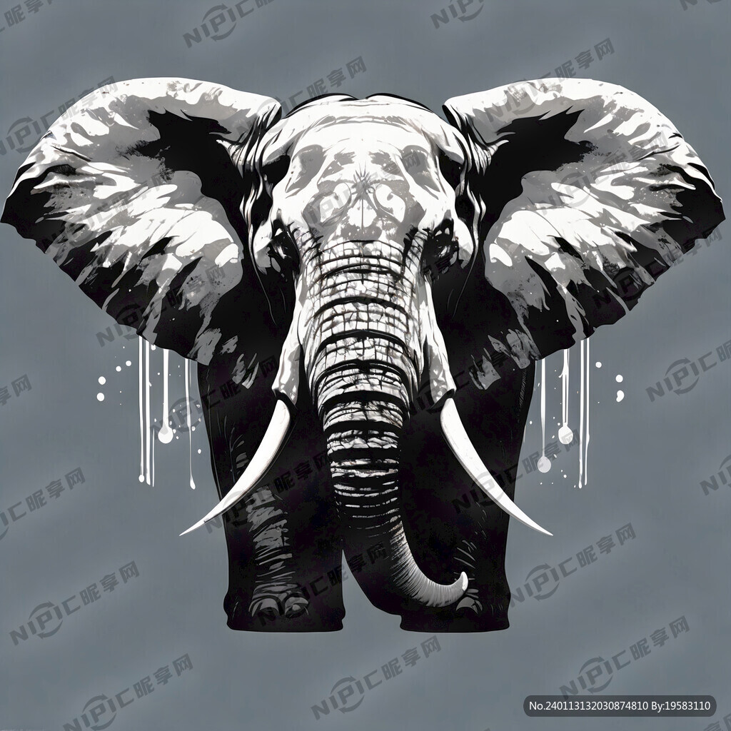 象 正面 矢量 黑白