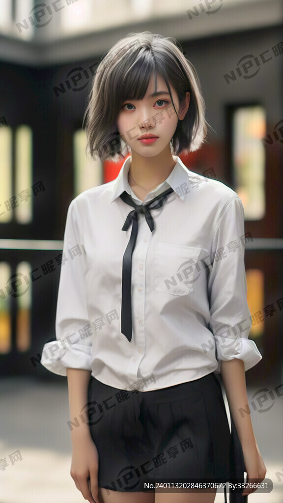 宽松白衬衫 女孩 银色纽扣