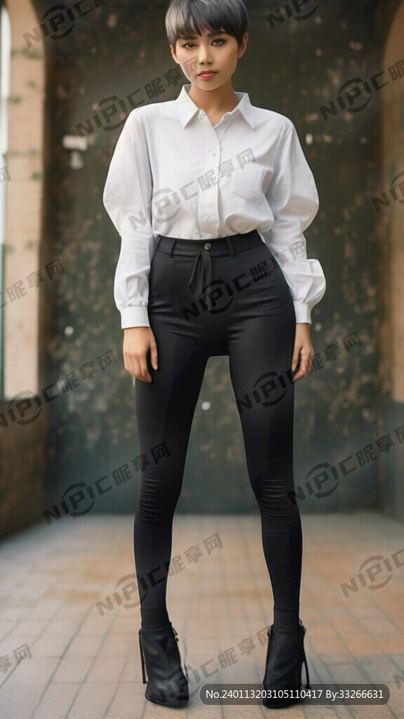 宽松白衬衫 女人 银色纽扣