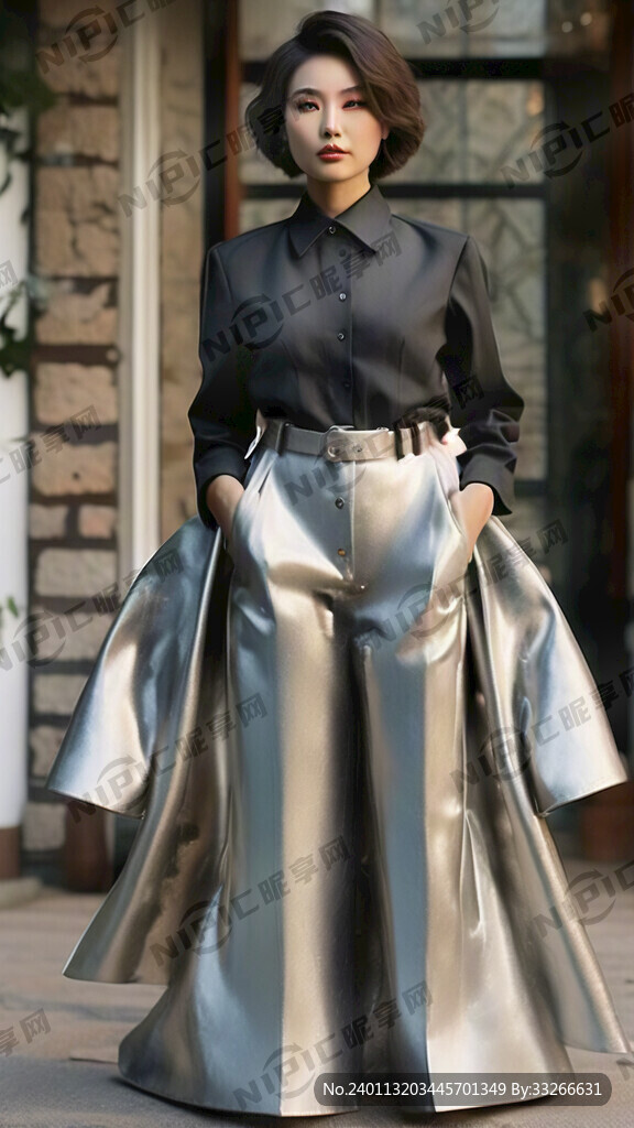 大码白衬衫 女人 银色纽扣