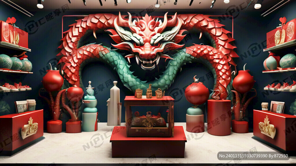 红色系年货节海报背景 龙年的