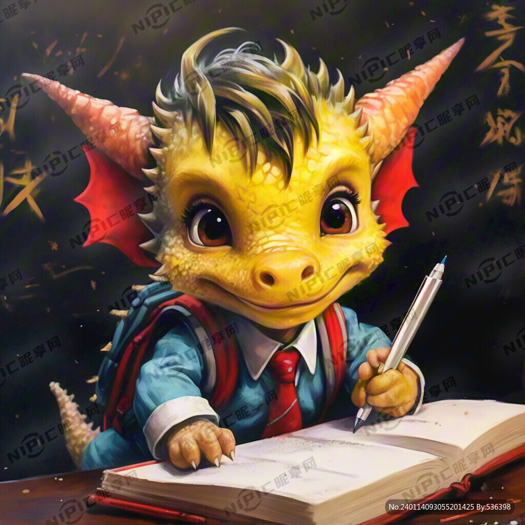 简笔画小学生龙宝宝 黄色头发