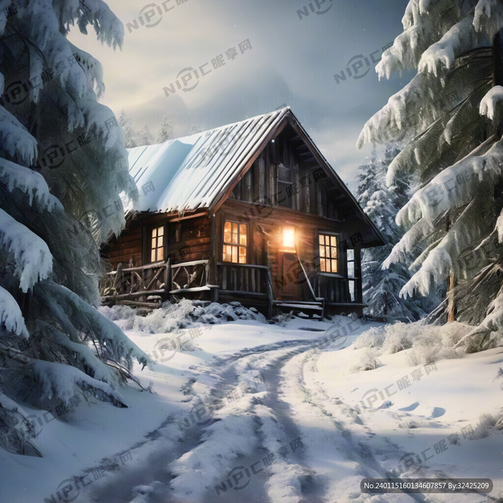 冰雪世界 雪山 松树