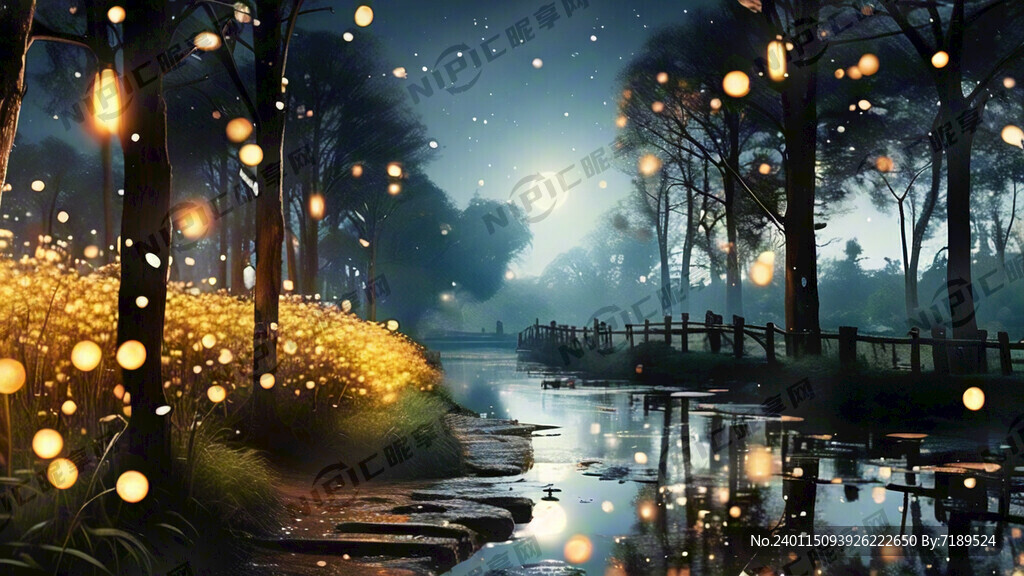 树林间乡间小路 荷塘月色