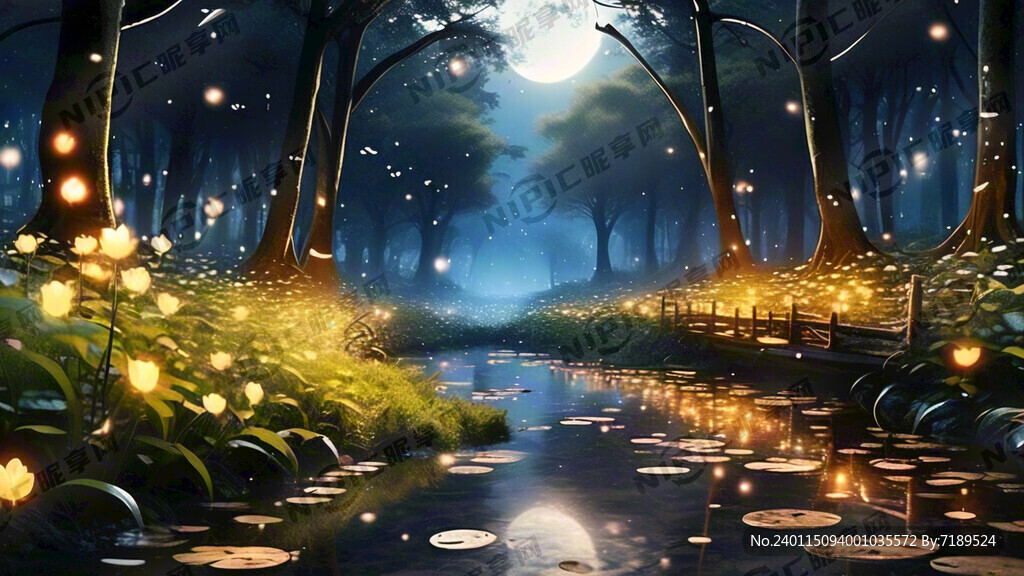 树林间弯弯的小路 荷塘月色