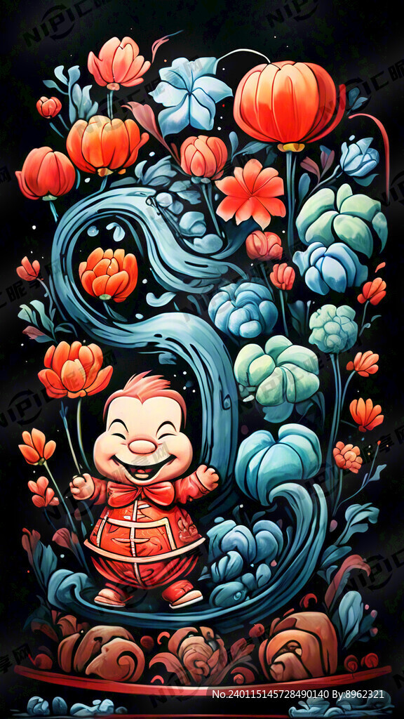 中国 喜庆 卡通花生人物 喜庆