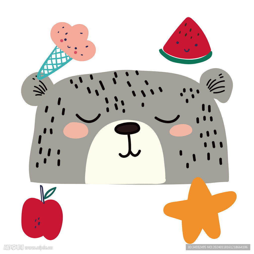 卡通小熊在睡觉