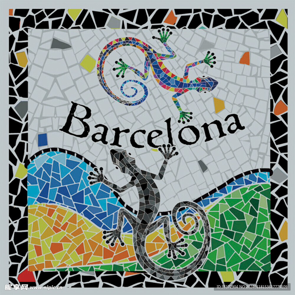 马赛克冰箱贴创意画