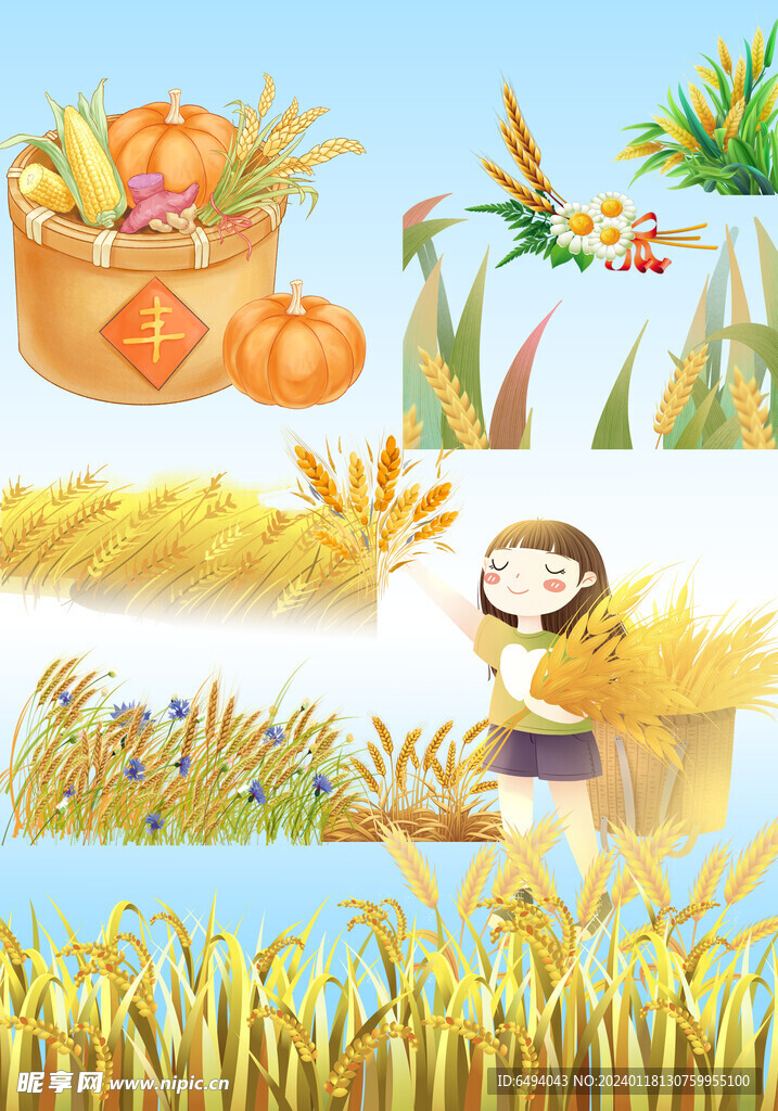 金色麦田稻穗农作物素材大合集