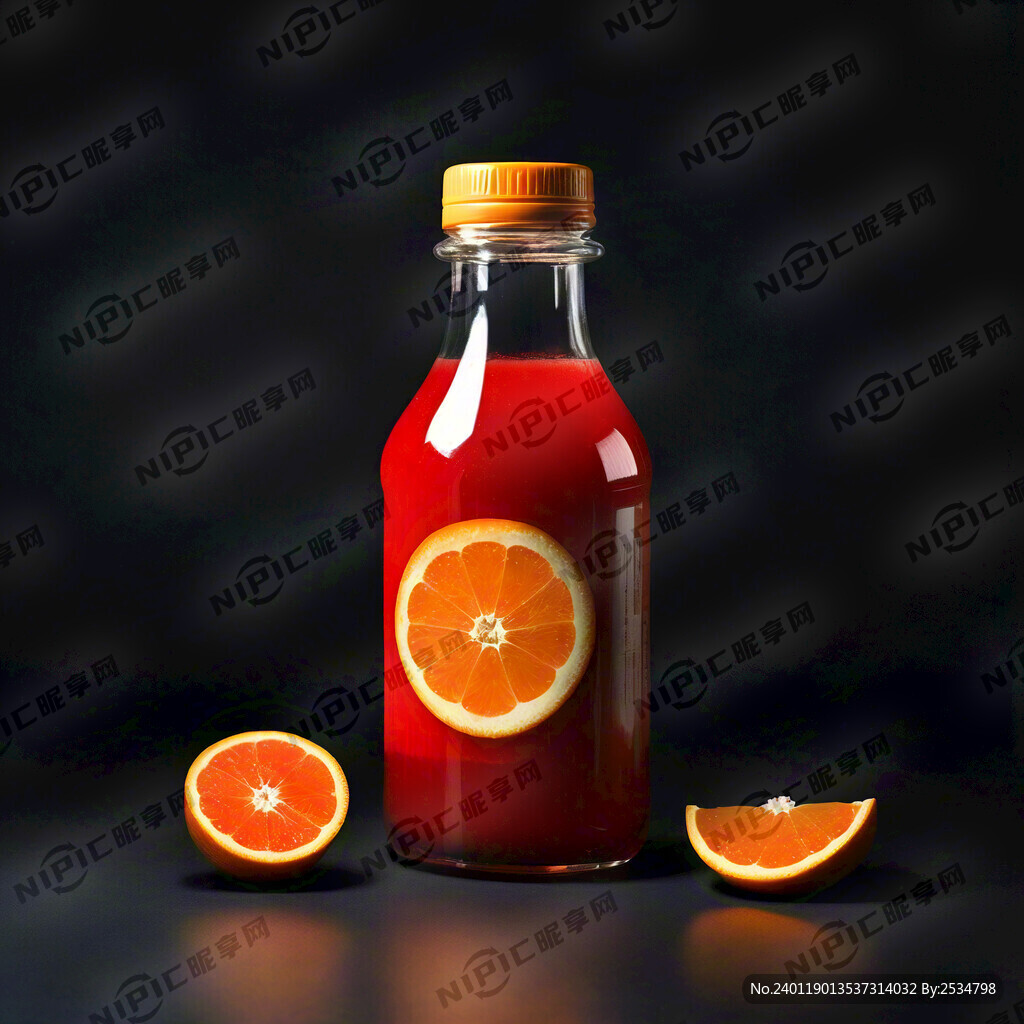 一瓶红色的橙汁