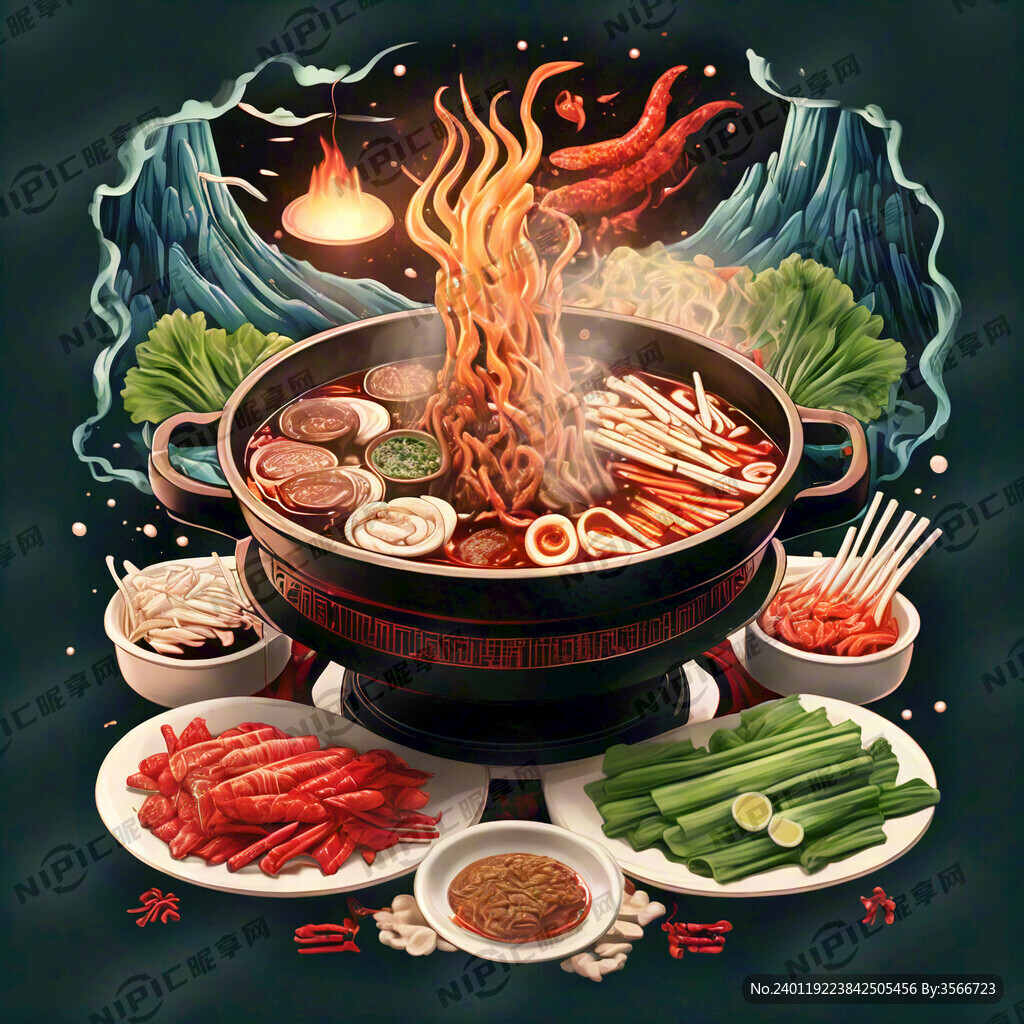 延边火锅插画