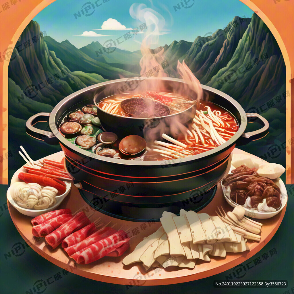 延边火锅插画