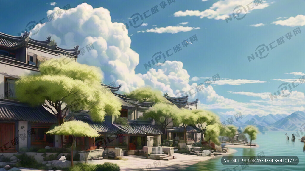  蓝天 白云 青山 绿水 房子