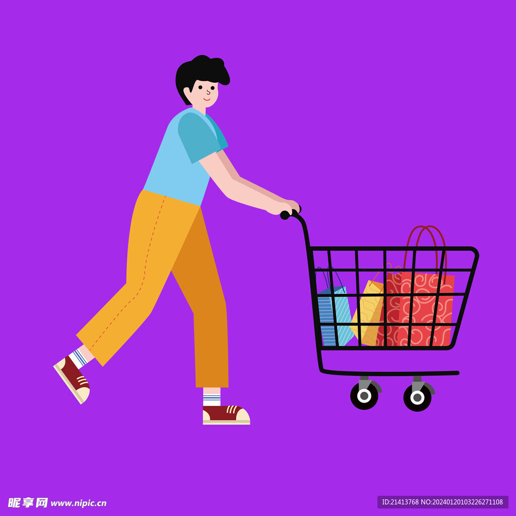 卡通购物人物 