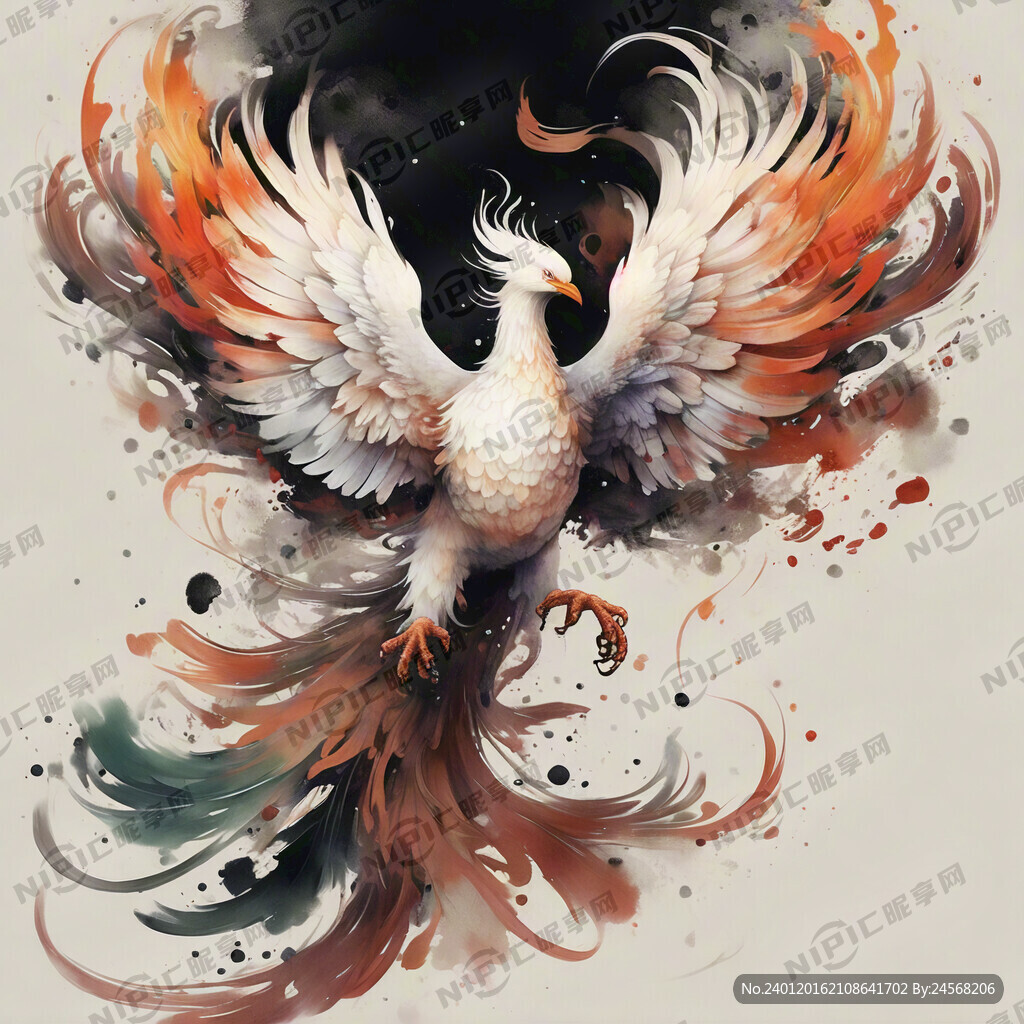 凤凰 插画 中国风 正面