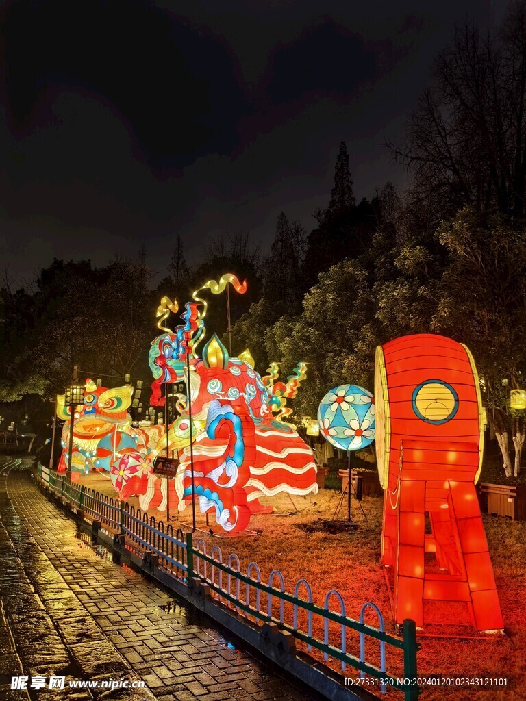 白鹭洲公园夜景花灯