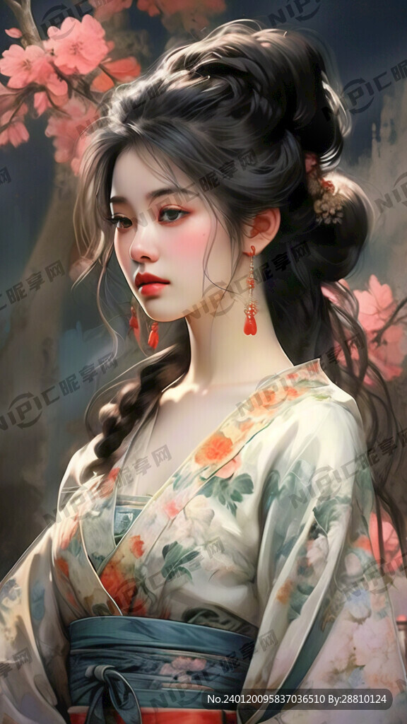 中国风 唐代穿着 美人 侧面