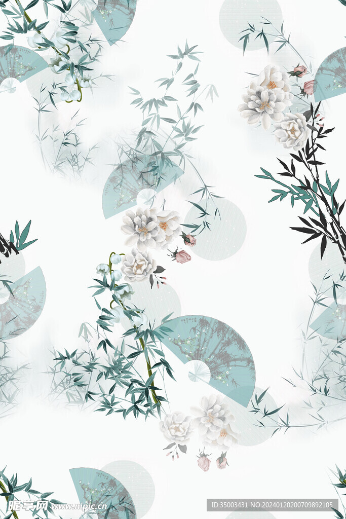 扇子旗袍中国风