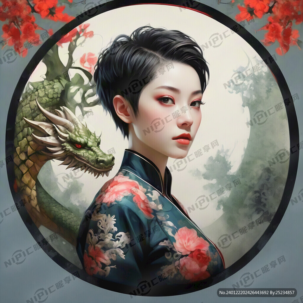 古风短发美女头像