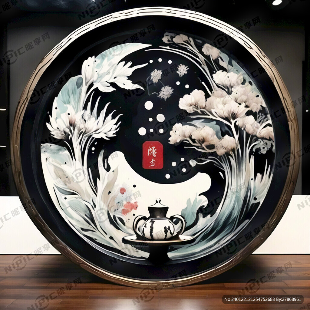 岚雅轩茶楼标志 圆形