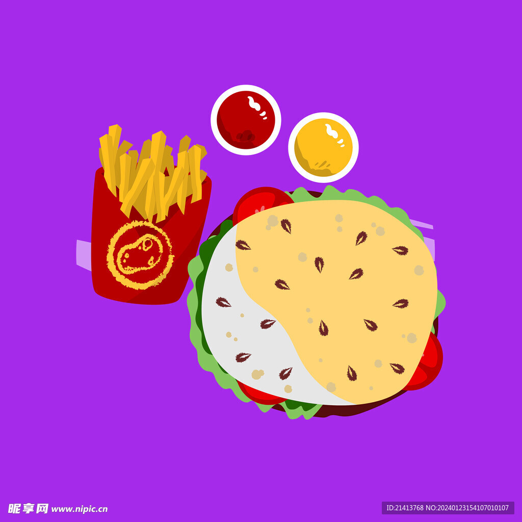 手绘卡通汉堡