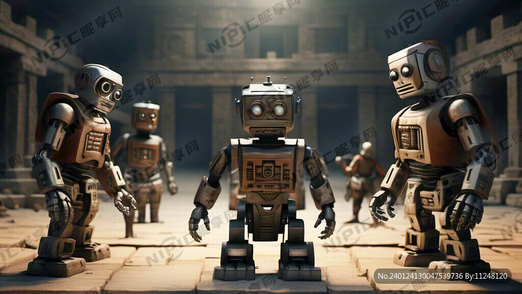 古代建筑与机器人同框