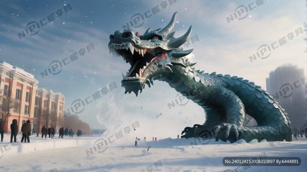 东方巨龙冰雕 哈尔滨 冬天