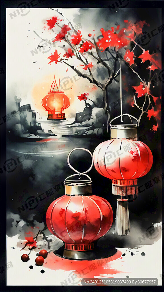 灯笼 红色喜庆节气氛围