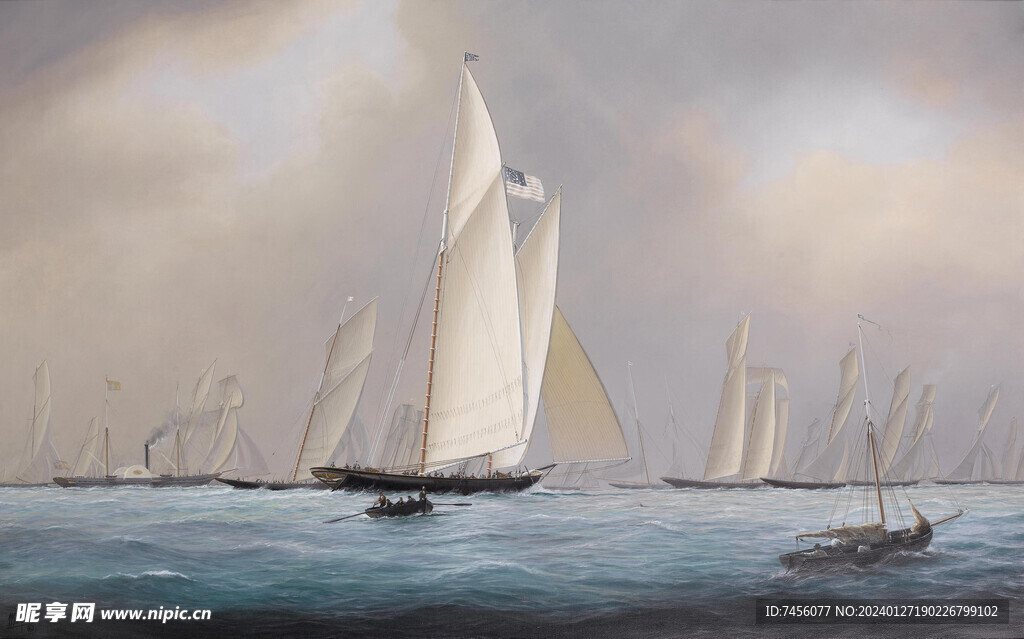 帆船海景油画风景画