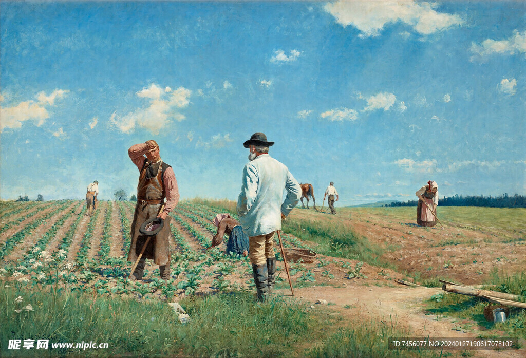 农民种地油画