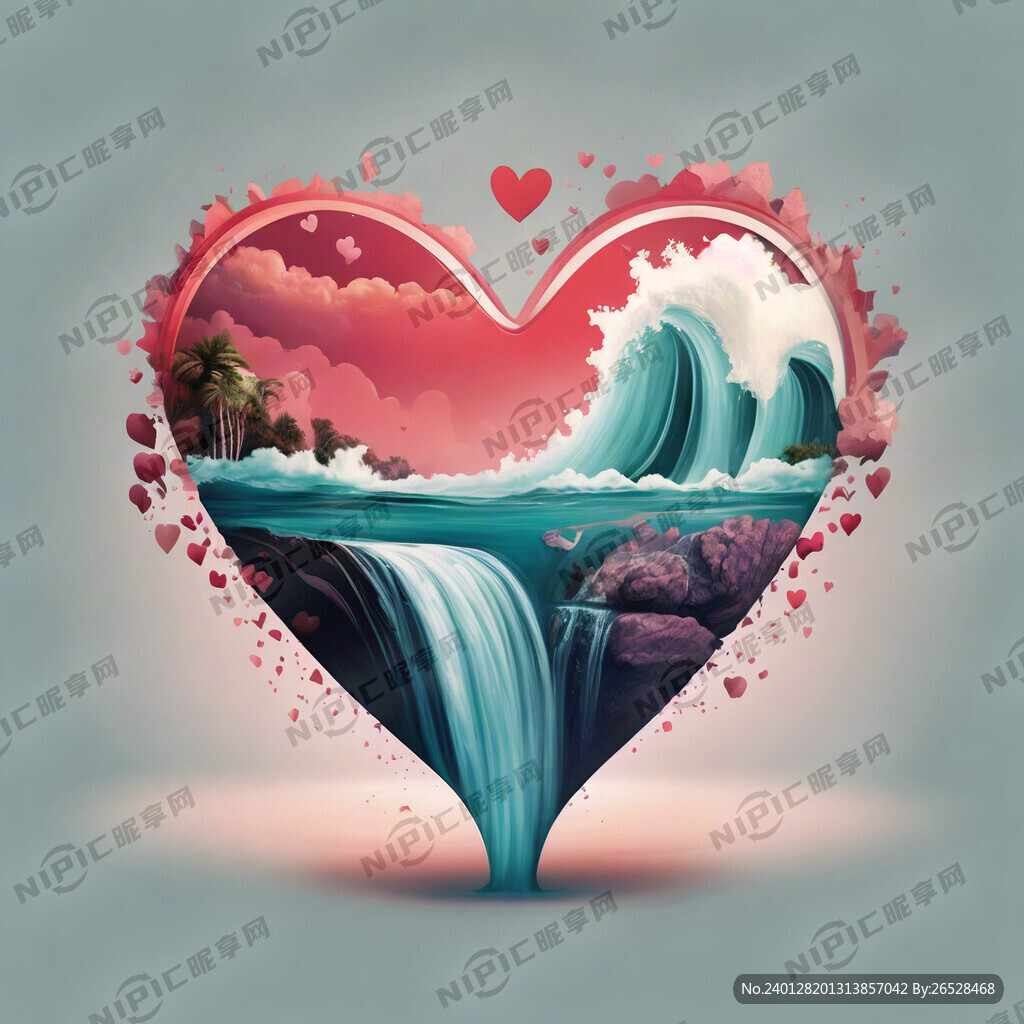 心型形状 瀑布 渐变色