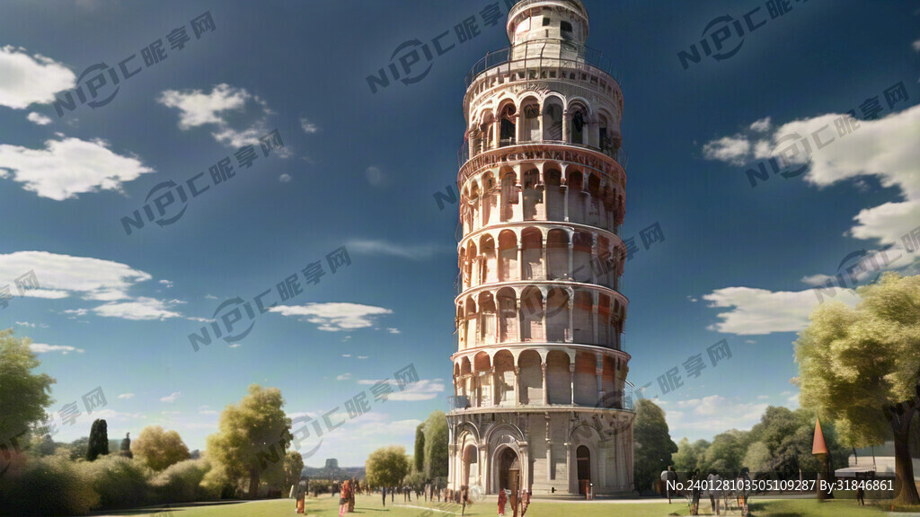 比萨斜塔 色彩丰富