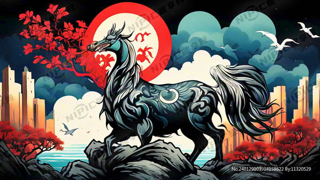 带有山东大学典型标志的简笔画