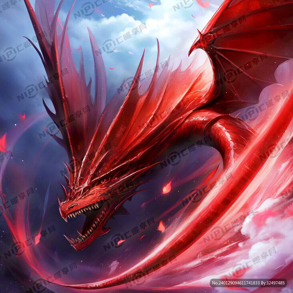 一条红色飞舞的龙