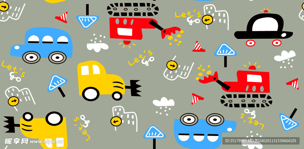 卡通汽车童装印花