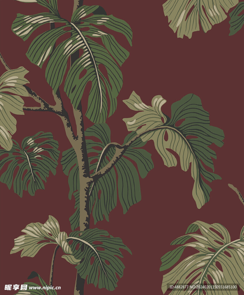 欧式龟背竹壁纸