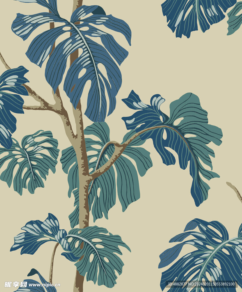 欧式龟背竹壁纸