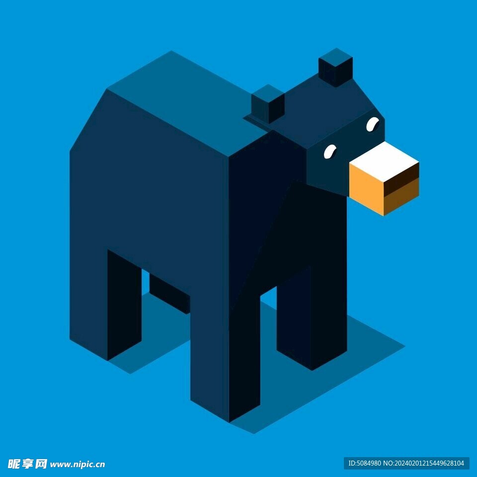 三维等距美国黑熊