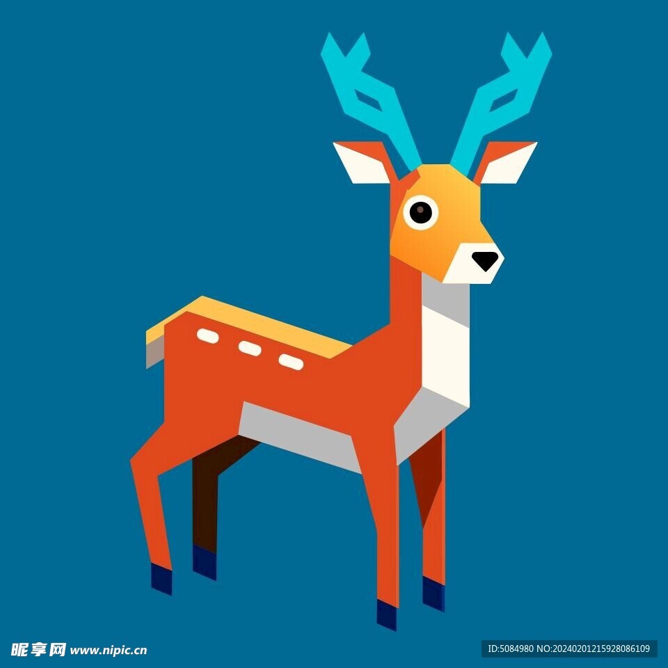 三维等距视角的麋鹿
