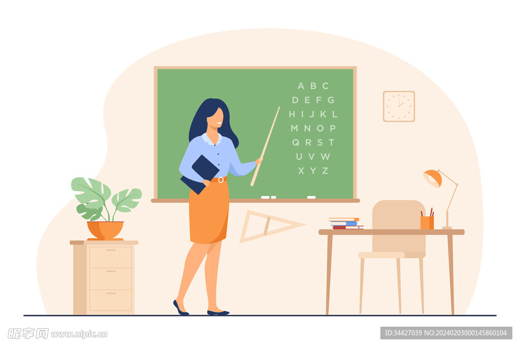 教师上课场景插画
