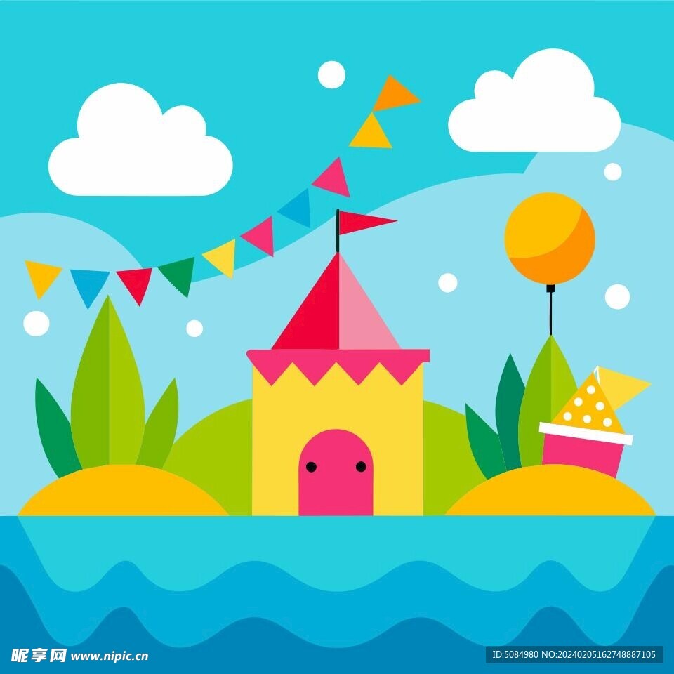 简洁的彩色节日素材海獭