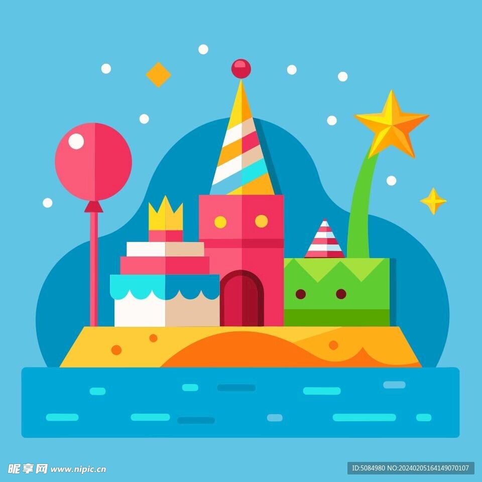 简洁的彩色节日素材海獭