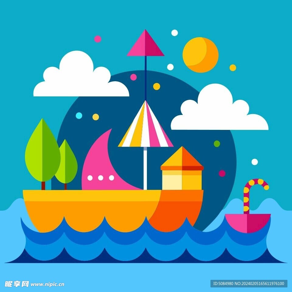 简洁的彩色节日素材海獭