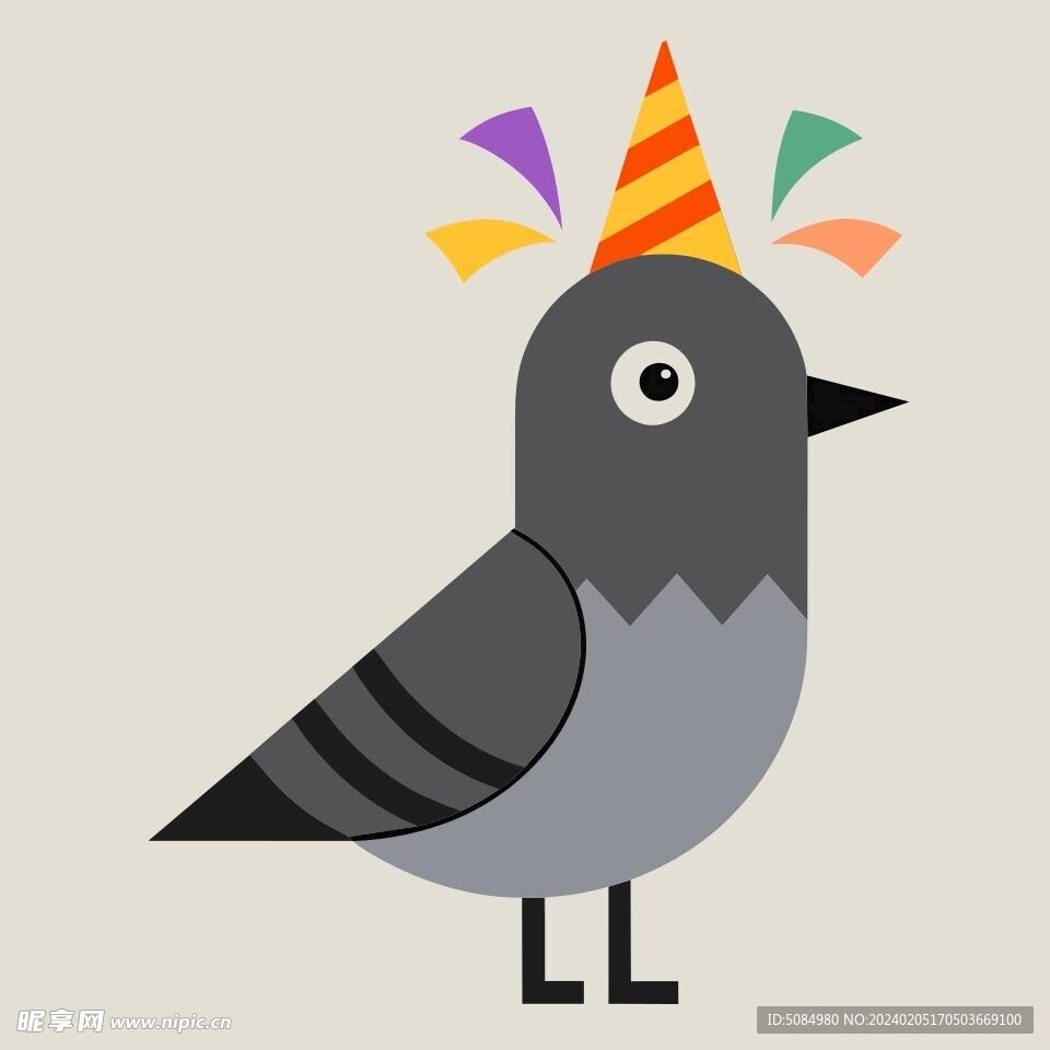 简洁的彩色节日素材灰喜鹊