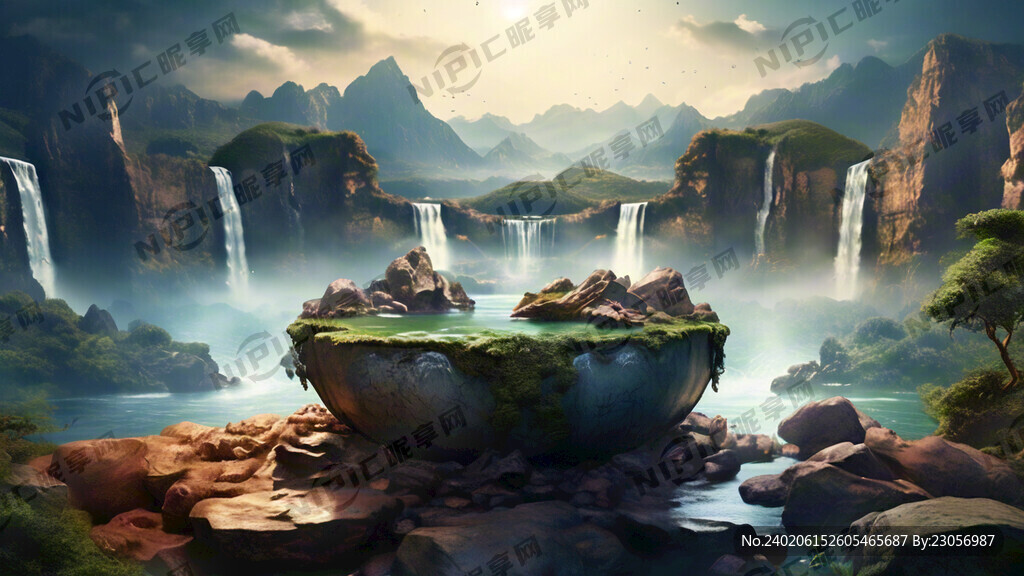 山水 聚宝盆 高山流水