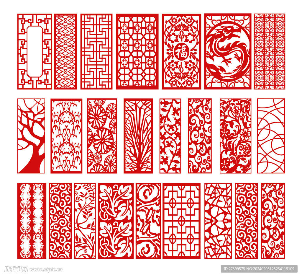  中国风花纹窗格