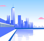 城市市中心摩天大楼插画